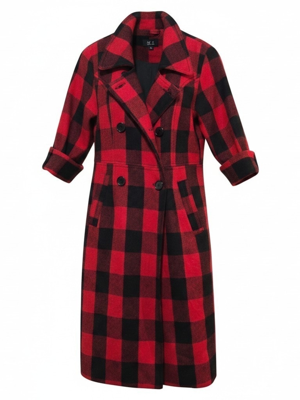 AFAF Red & Black Buffalo Plaid Cabincore Wool Blend Tailored Blazer Coat Lg
